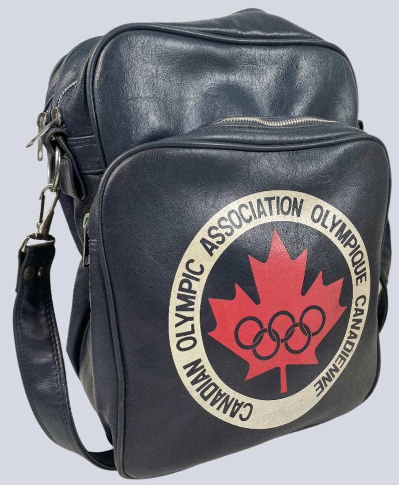 Rare 1976 Montreal Team Canada Cansian Olympic Association Leather Travel Bag