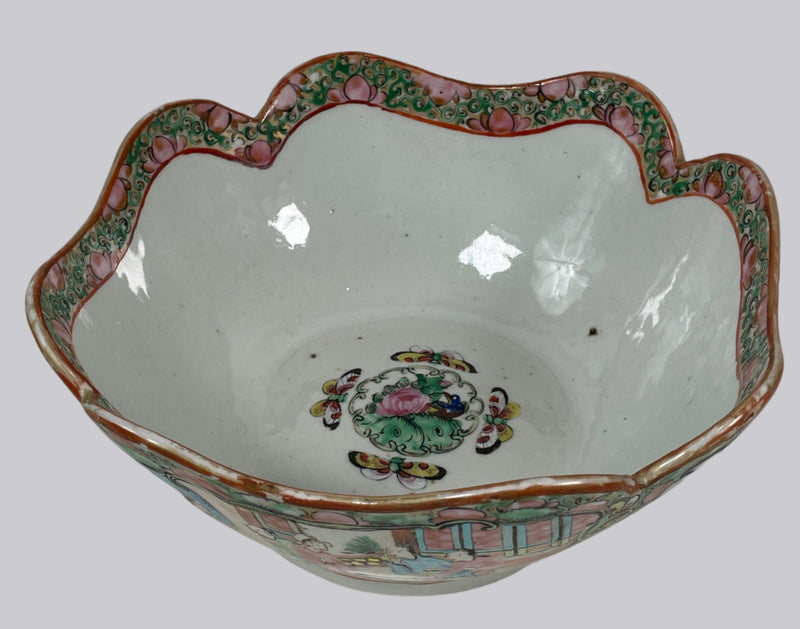 Antique, Serving Bowl, 19th Century, China, Floral Rose Pattern.