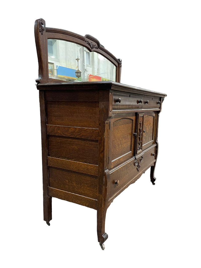 Vintage Wooden Dresser with Mirror