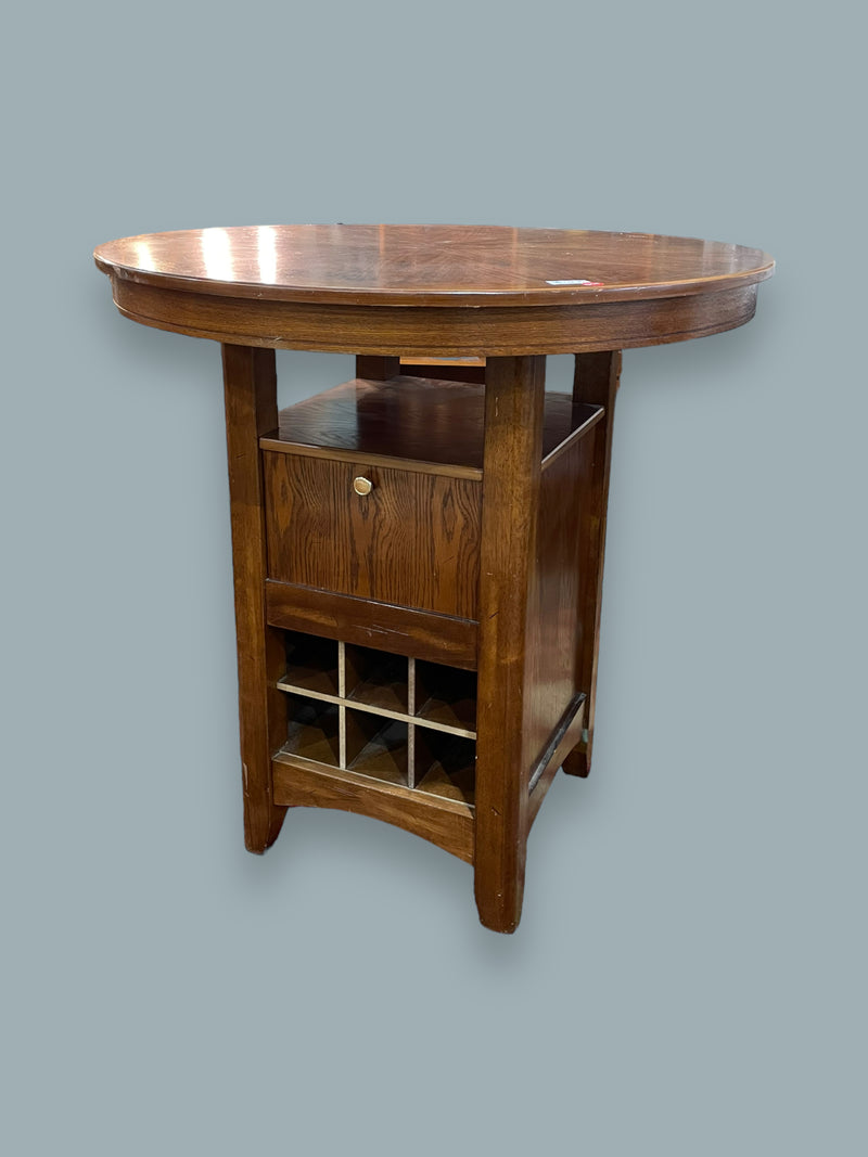 Round Bar Table with Wine Rack & Glass Hanger