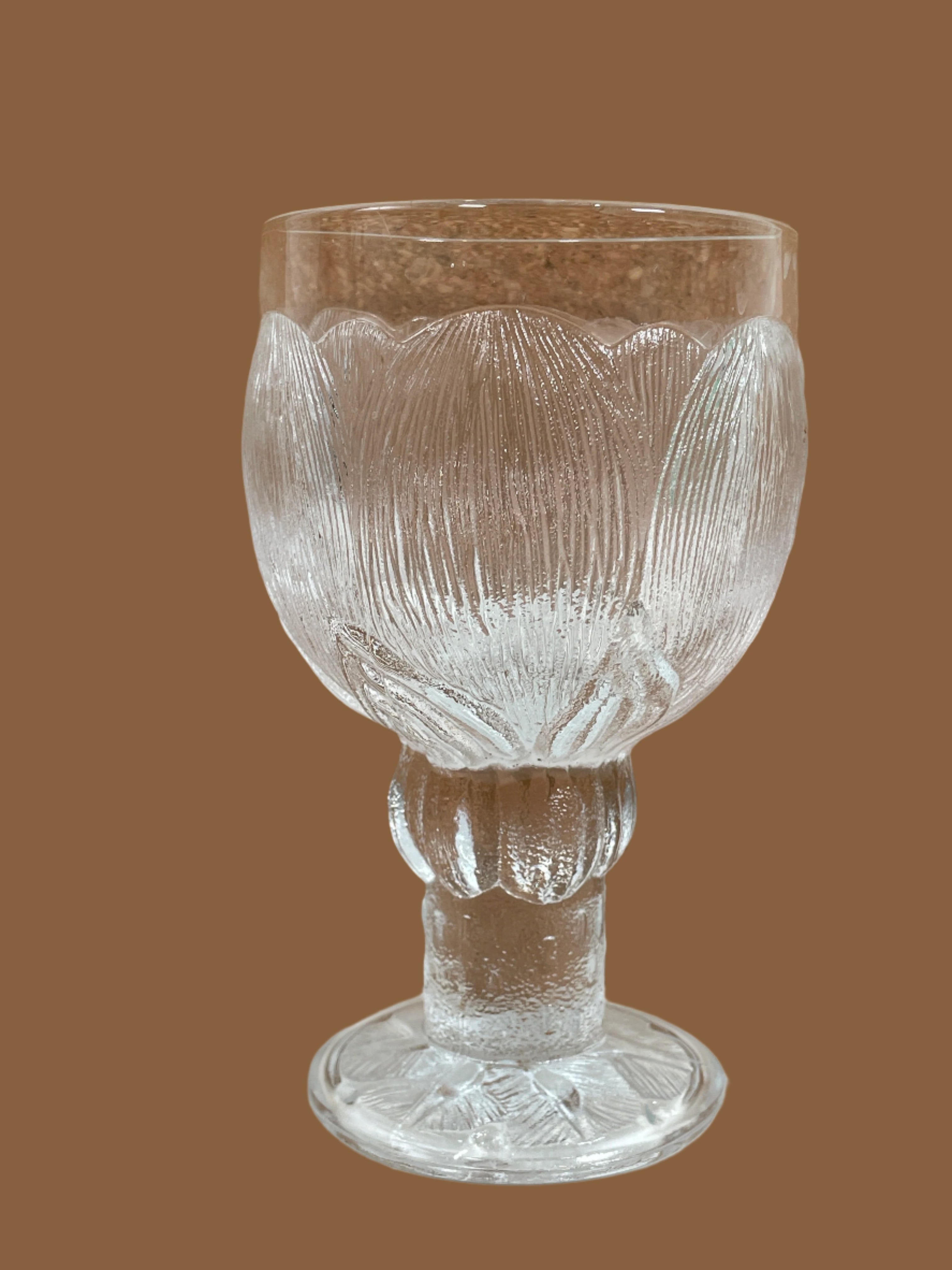 vintage Oiva Toikka PIVOINE Verre à vin | Nuutajärvi Finlande | 1979-1984 | Gobelet en verre transparent