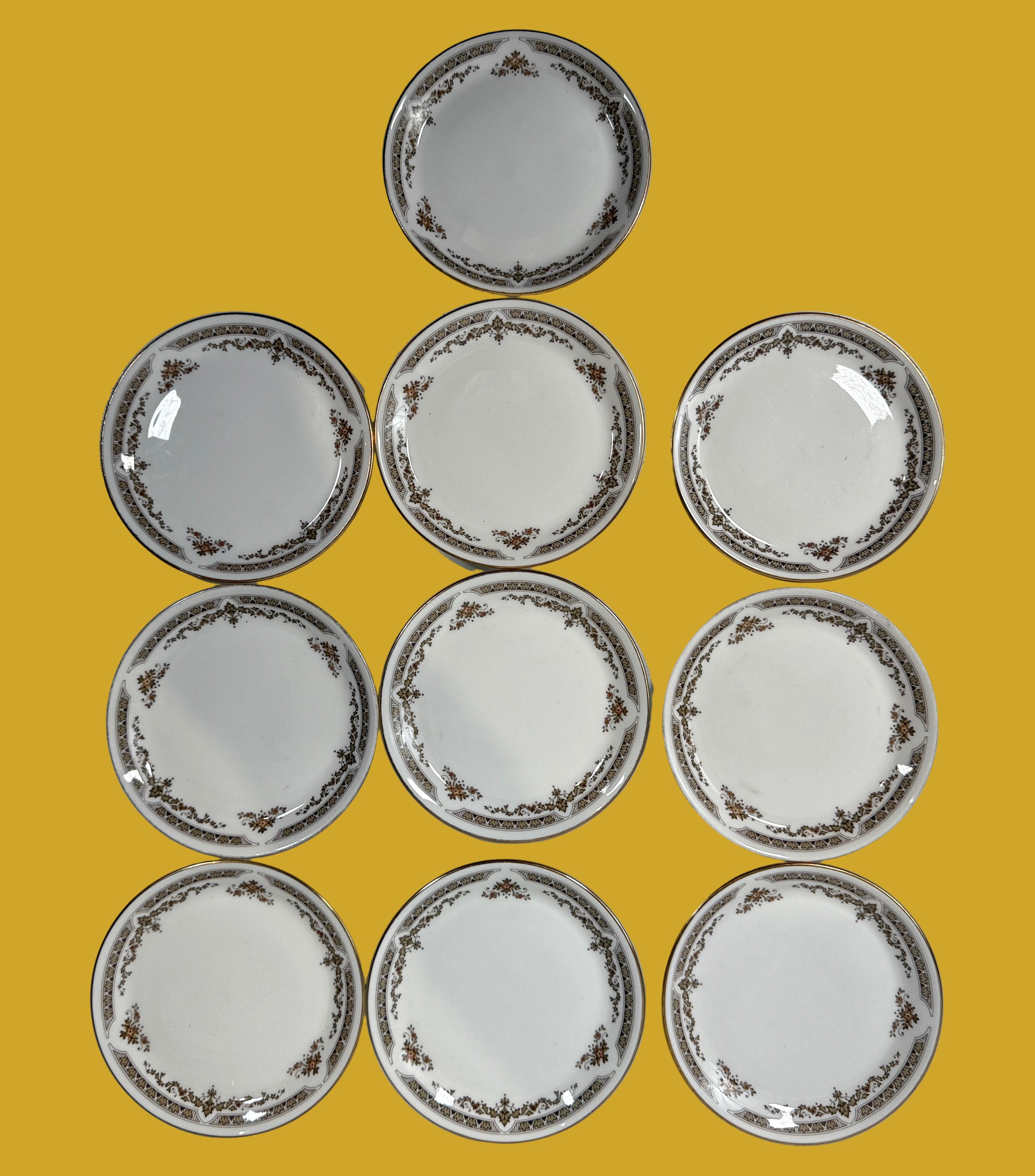 Ensemble de sous-verres en porcelaine anglaise Royal Doulton Repton « Wardair / WD » vintage des années 1950 – 10 pièces