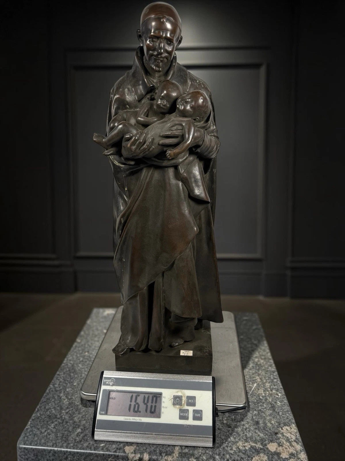 A. Falguiere Bronze St Vincent de Paul Thiebaut Freres Lifetime Cast c.1899 16kg