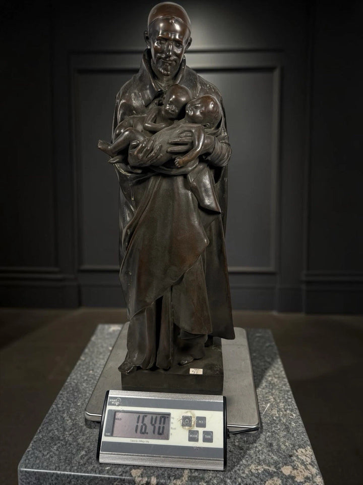 A. Falguiere Bronze St Vincent de Paul Thiebaut Freres Lifetime Cast c.1899 16kg