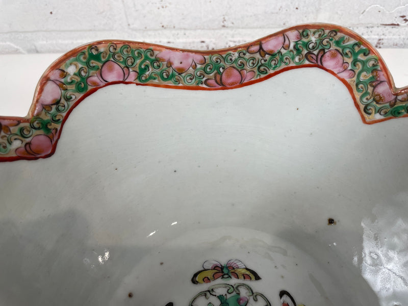 Antique, Serving Bowl, 19th Century, China, Floral Rose Pattern.