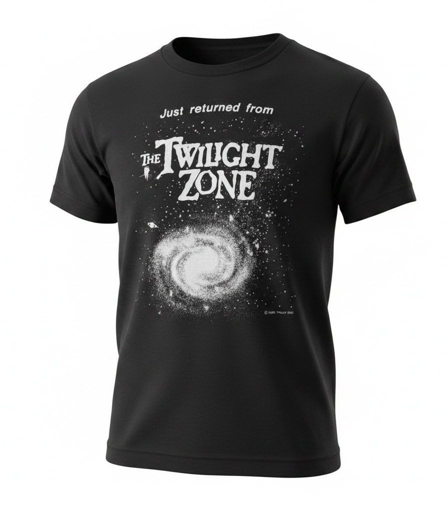 Authentic 1983 Twilight Zone vintage T-shirt on a Healthknit USA tag. Rare science fiction graphic tee featuring original artwork and classic 1980s styling.