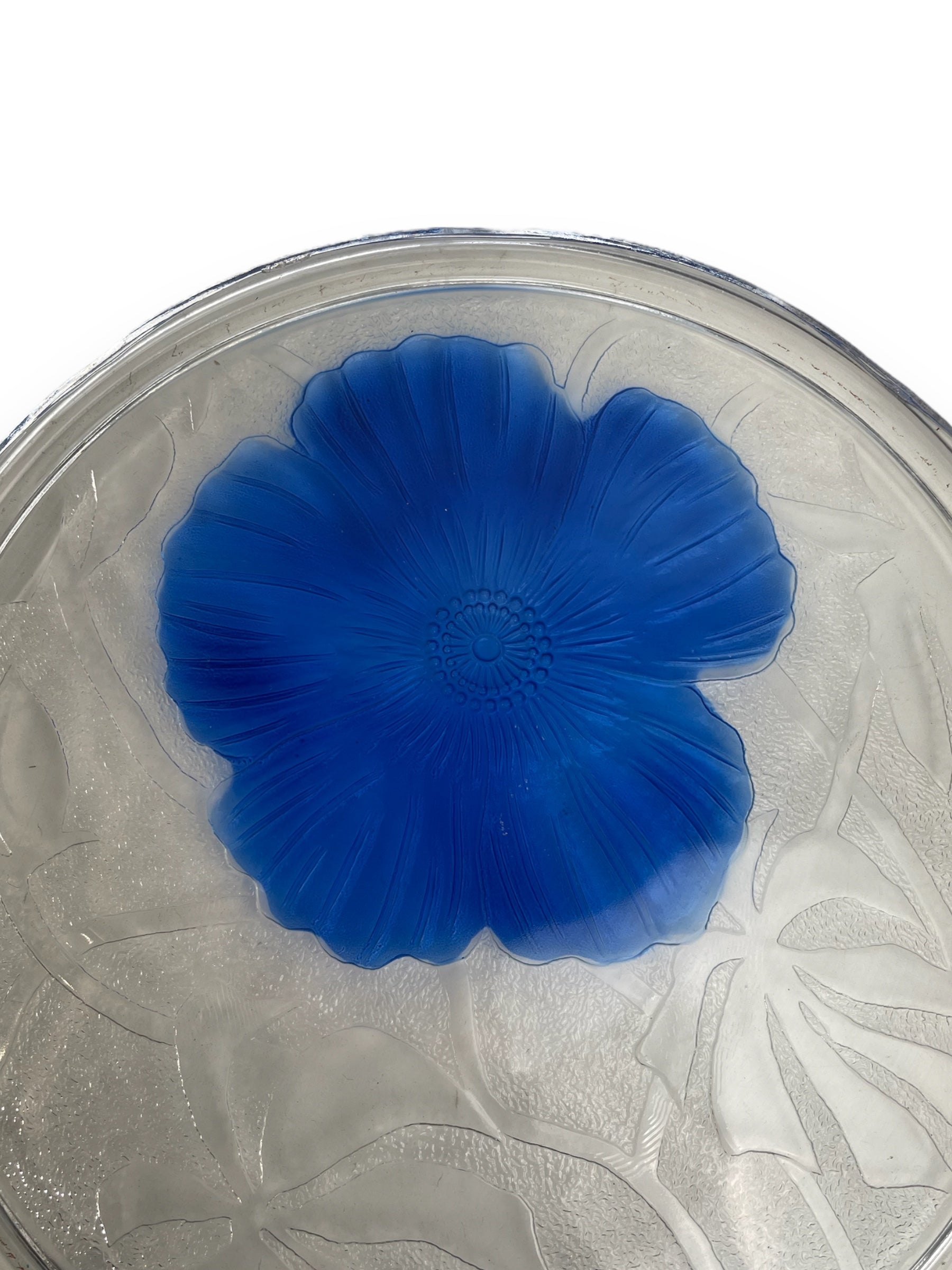 Vintage KIG Indonesia Hibiscus Platter in Blue