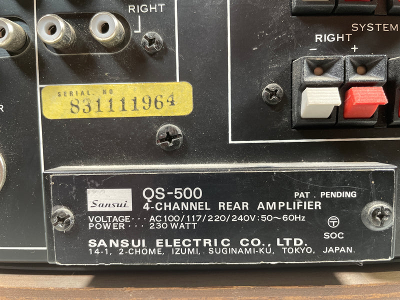 Amplificateur arrière SANSUI QS-500 vintage, testé, fonctionne