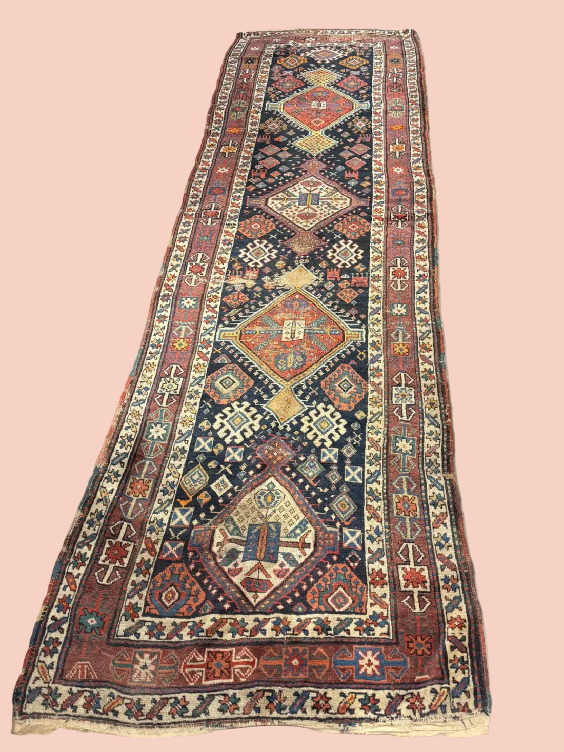Antique Caucasian Kuba Shirvan Runner Rug c. 1890–1910 | Hand-Knotted Wool | 100 × 350 cm (3’3” × 11’6”)