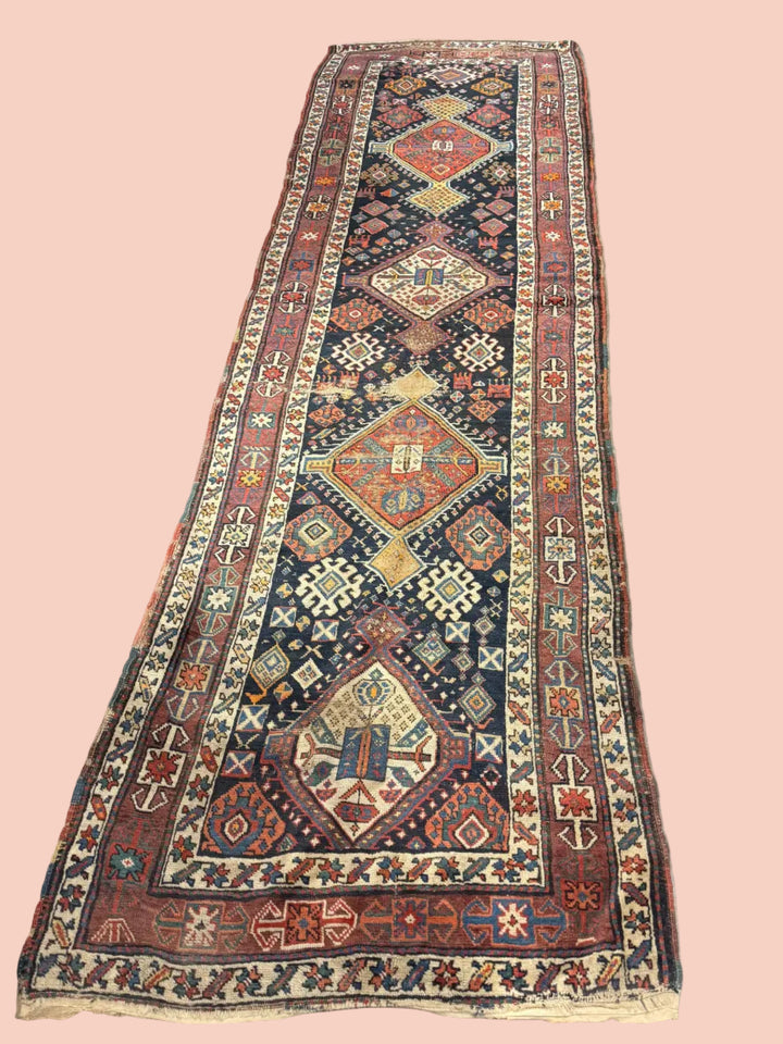 Antique Caucasian Kuba Shirvan Runner Rug c. 1890–1910 | Hand-Knotted Wool | 100 × 350 cm (3’3” × 11’6”)