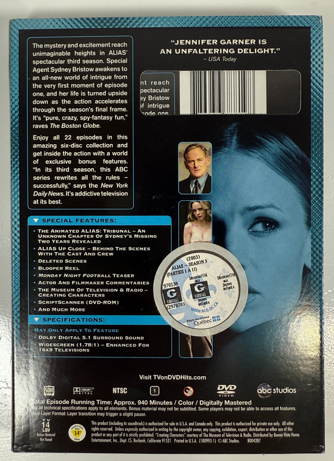 Back cover of a DVD with a person's face and text on a blue and black background