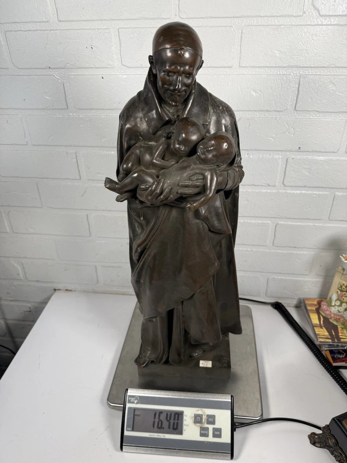 A. Falguiere Bronze St Vincent de Paul Thiebaut Freres Lifetime Cast c.1899 16kg