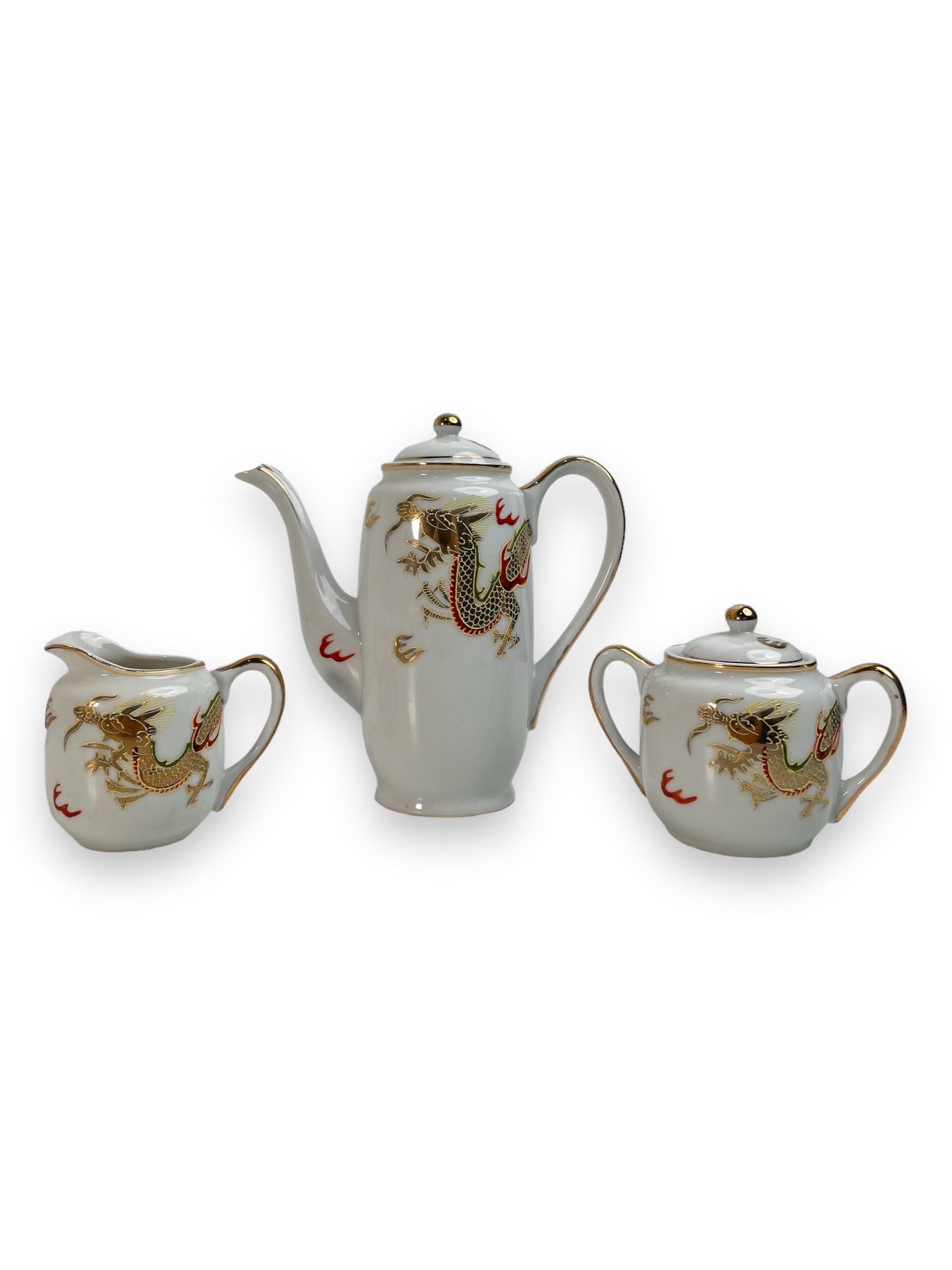 Kane Sho Fine Porcelain Emboss Dragon Tea Set