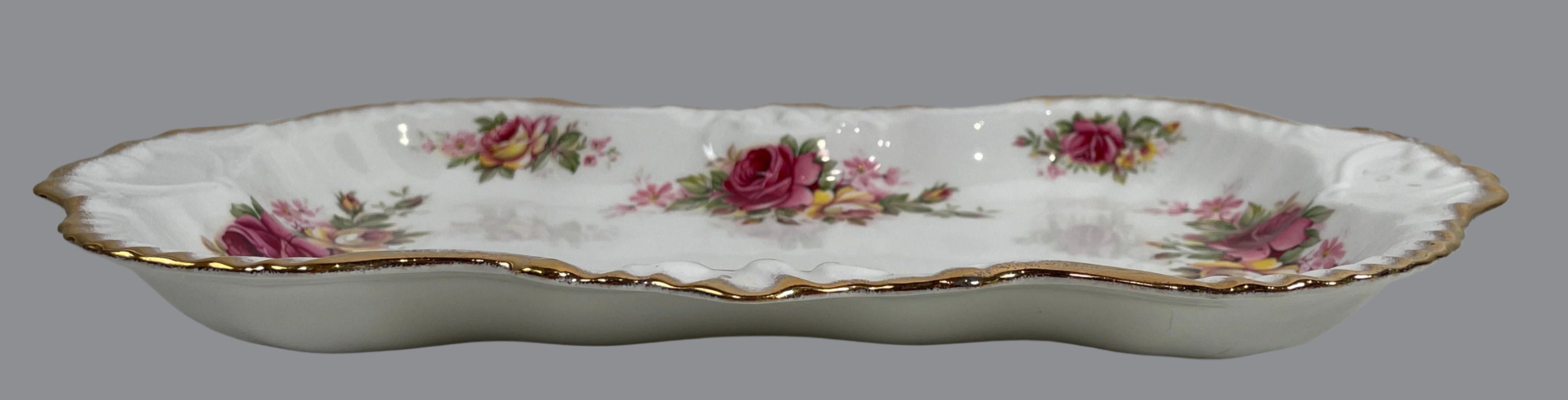 Vintage James Kent Old Foley Rose Garland 11 3/4" Oblong Sandwich Tray