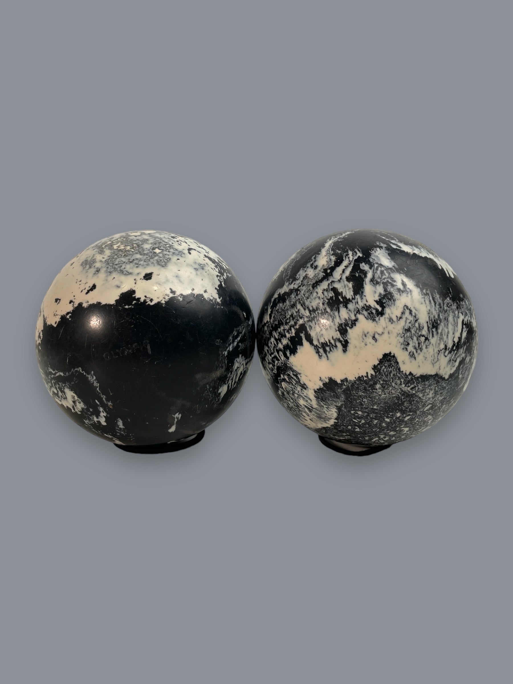 Set of Two Bowling Balls - Black and white
