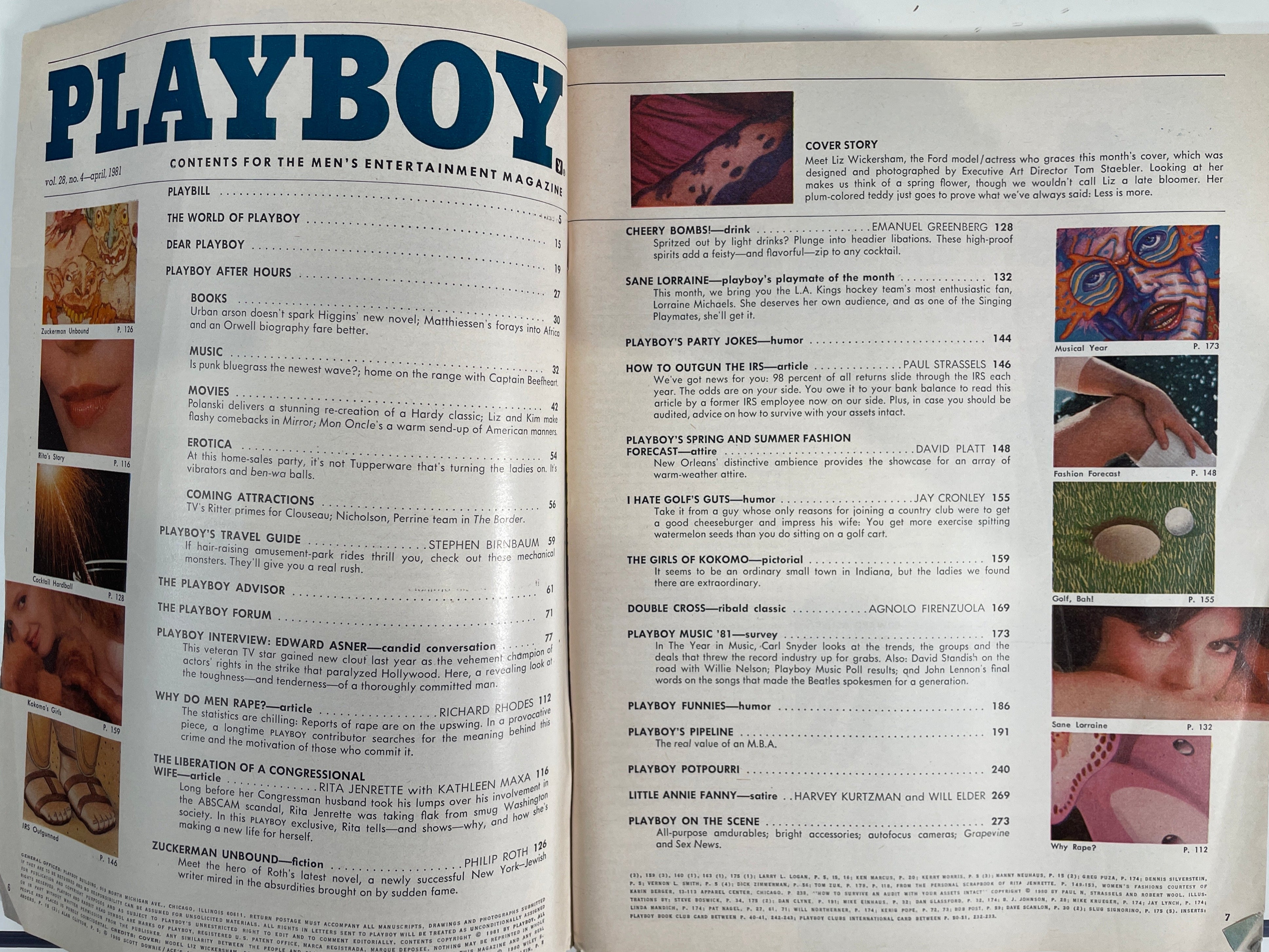 Playboy Magazine avril 1981 Entretien avec Rita Jenrette et Ed Asner/John Lennon