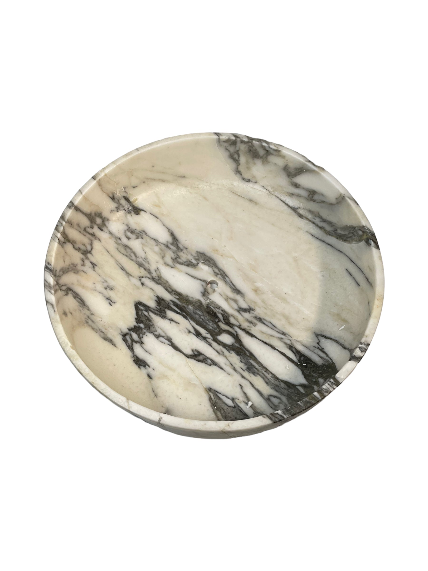 White and Gray Faux Marble Glass Decorative Bowl