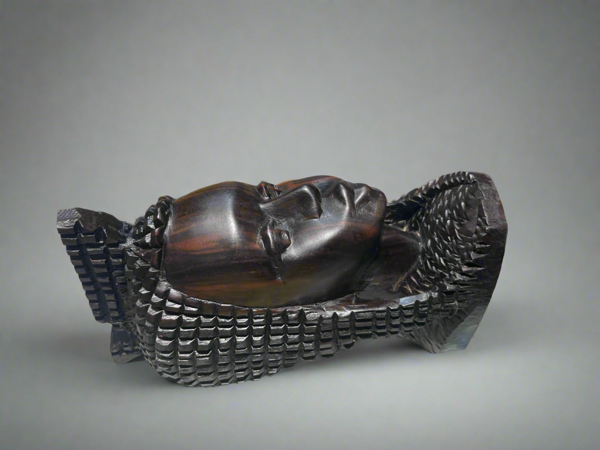Vintage African Tribal Bust – Hand-Carved Solid ebony