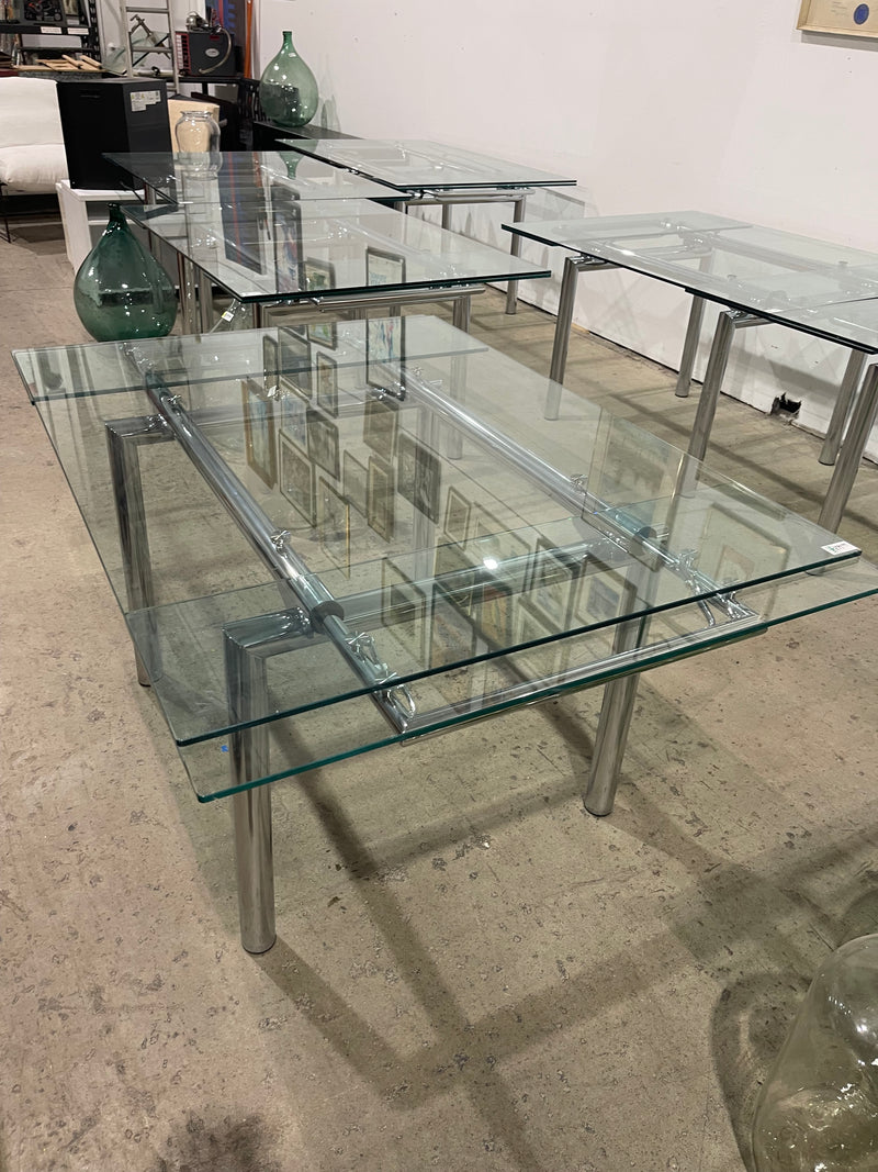 Extending Tubular Glass & Chrome Table