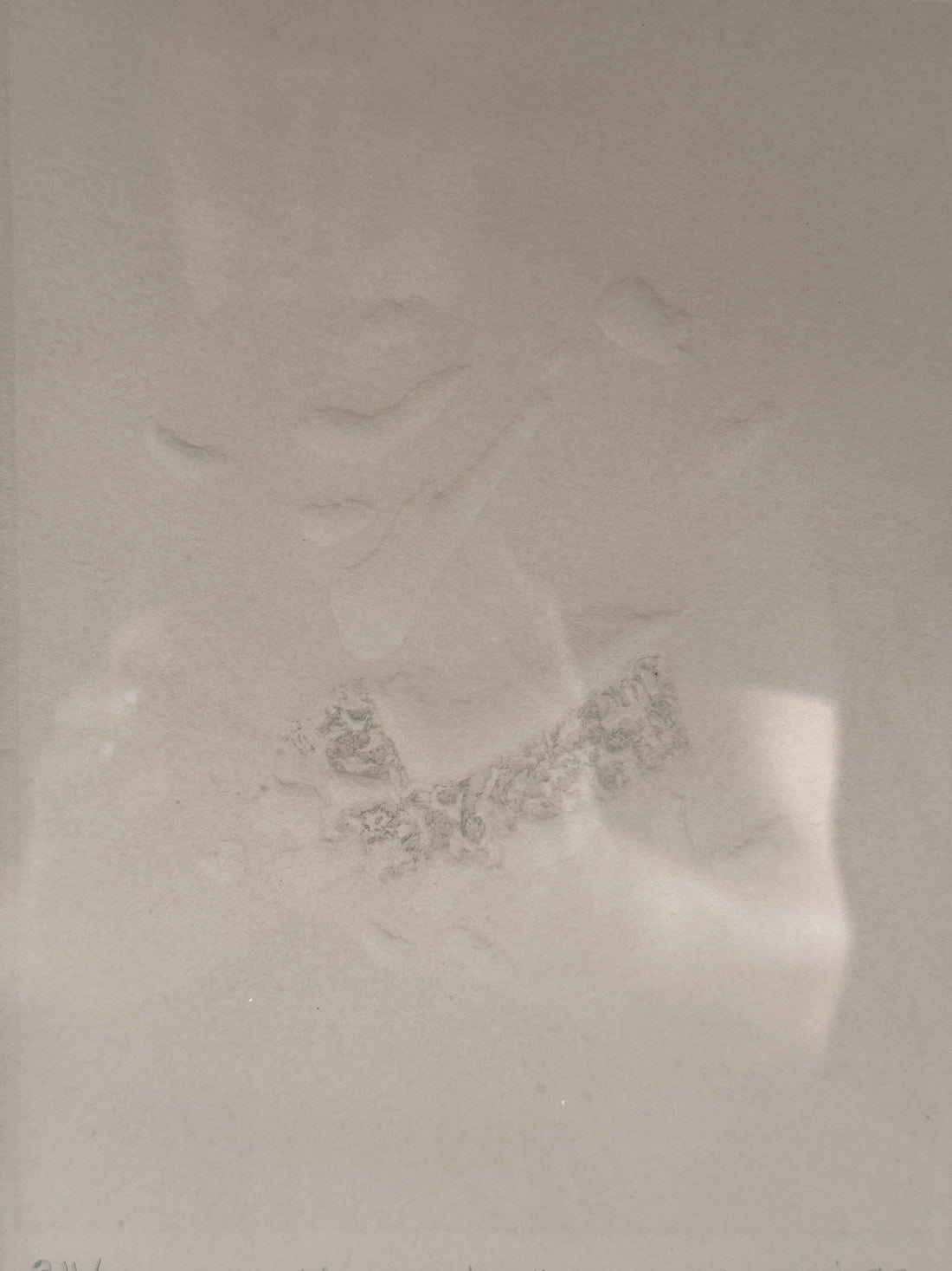 Abstract art with blurred shapes on a light gray background