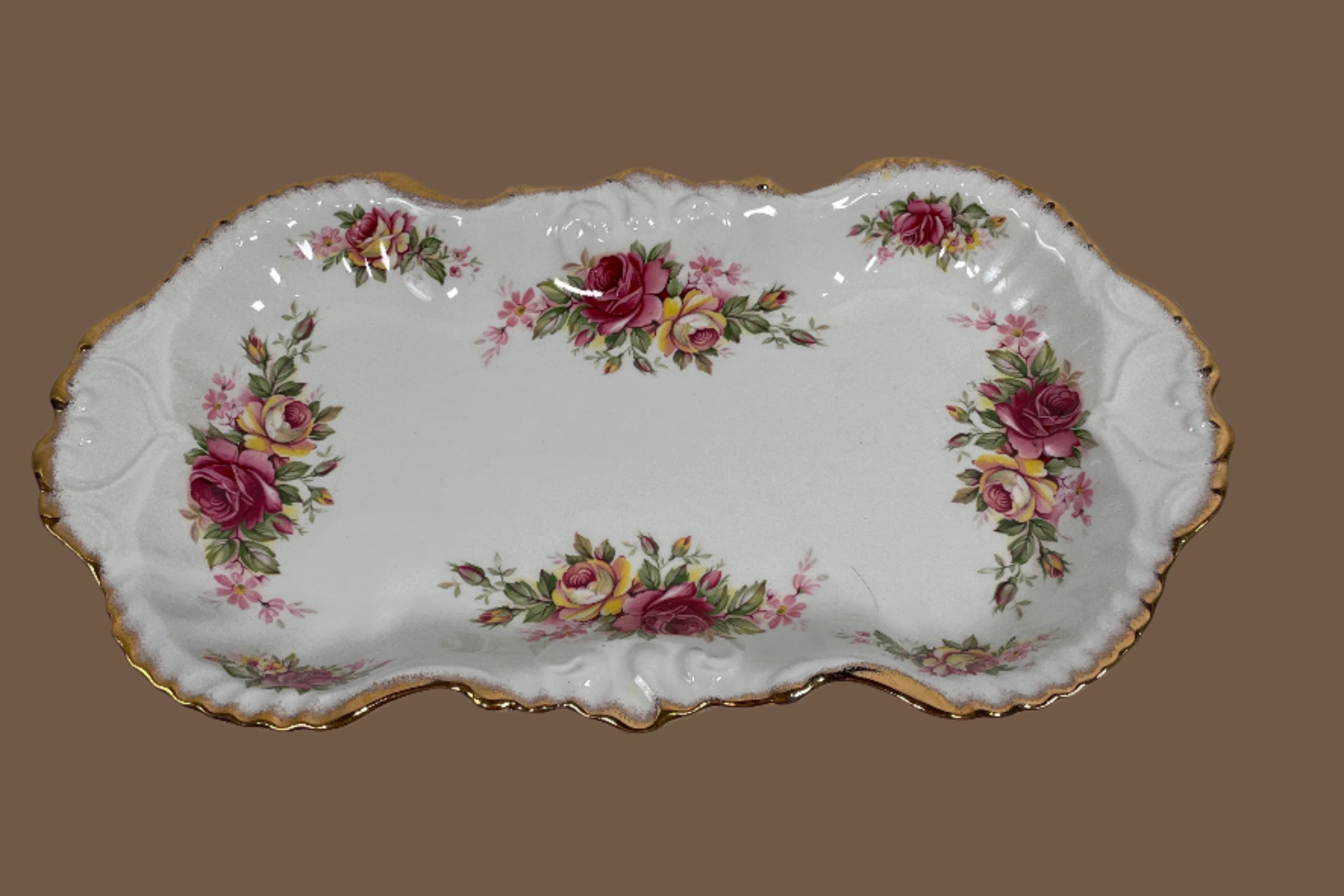 Vintage James Kent Old Foley Rose Garland 11 3/4" Oblong Sandwich Tray