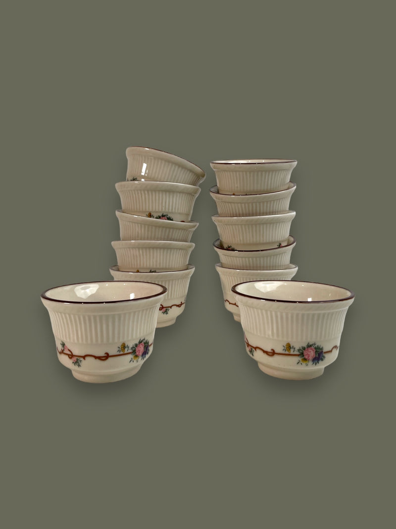 Ensemble de 4 coupes à crème Shenango China au motif Angelique