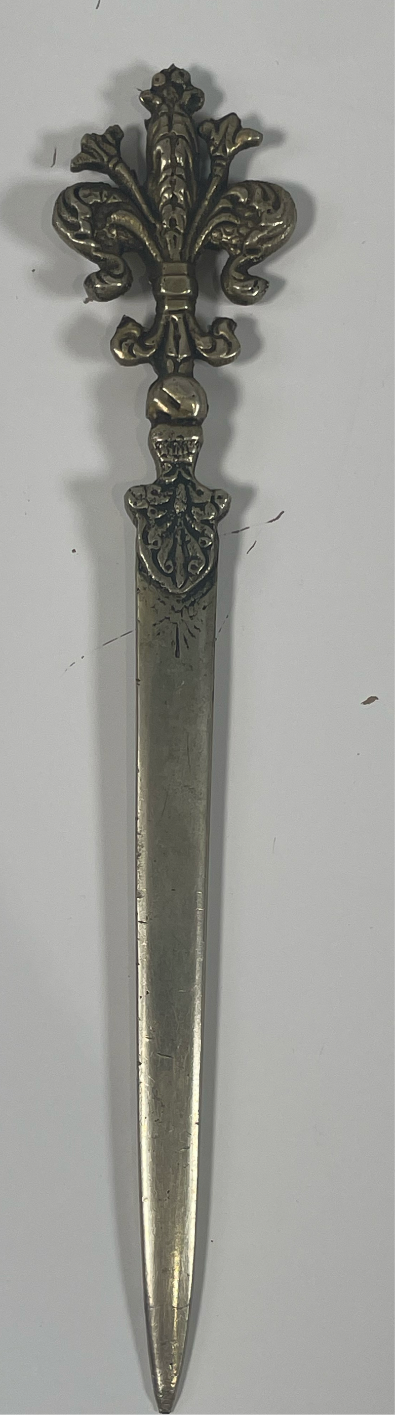 Decorative Antique Letter Opener with Tang, made of Brass or Bronze, Circa 1920s–1930s