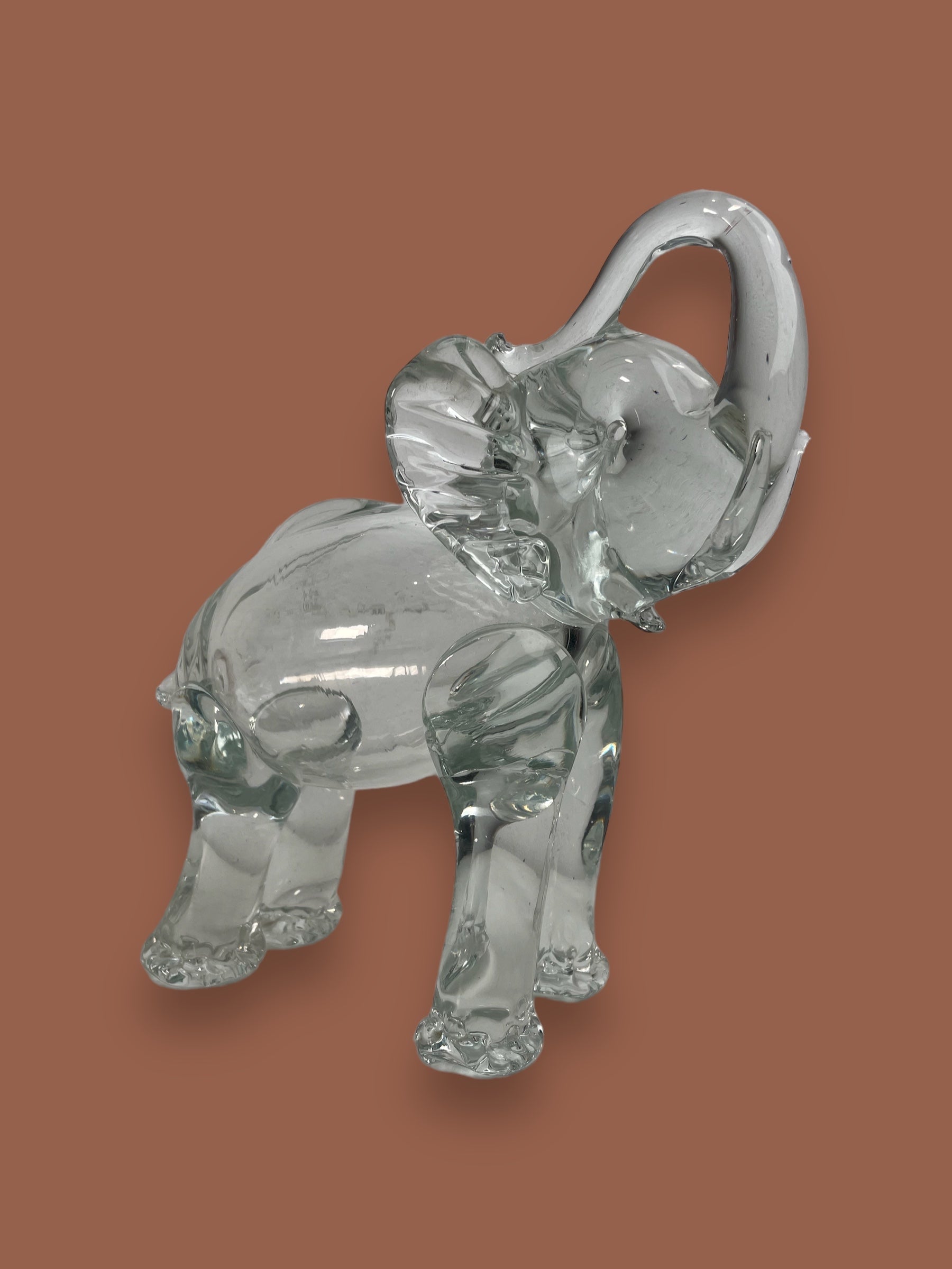 Sculpture d'Éléphant en Verre d'Art Murano Vintage de 10"