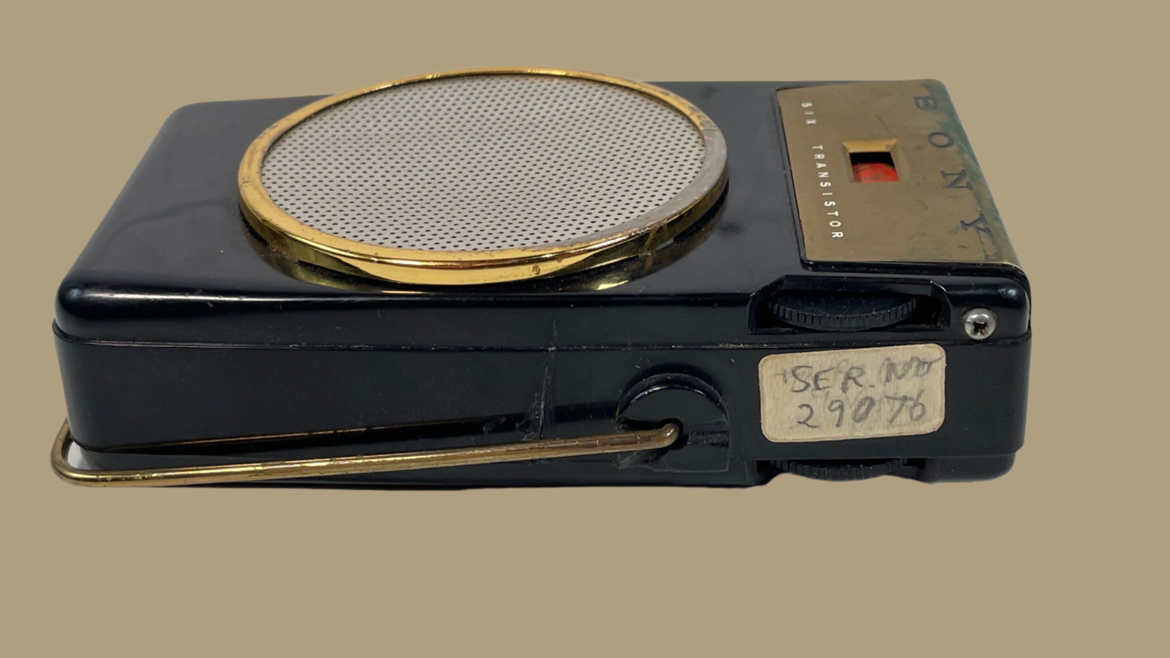 Vintage Sony 6 Transistor AM Radio – Working 1960s Pocket Radio with Gold Grill &amp; Stand – Tested and Functional