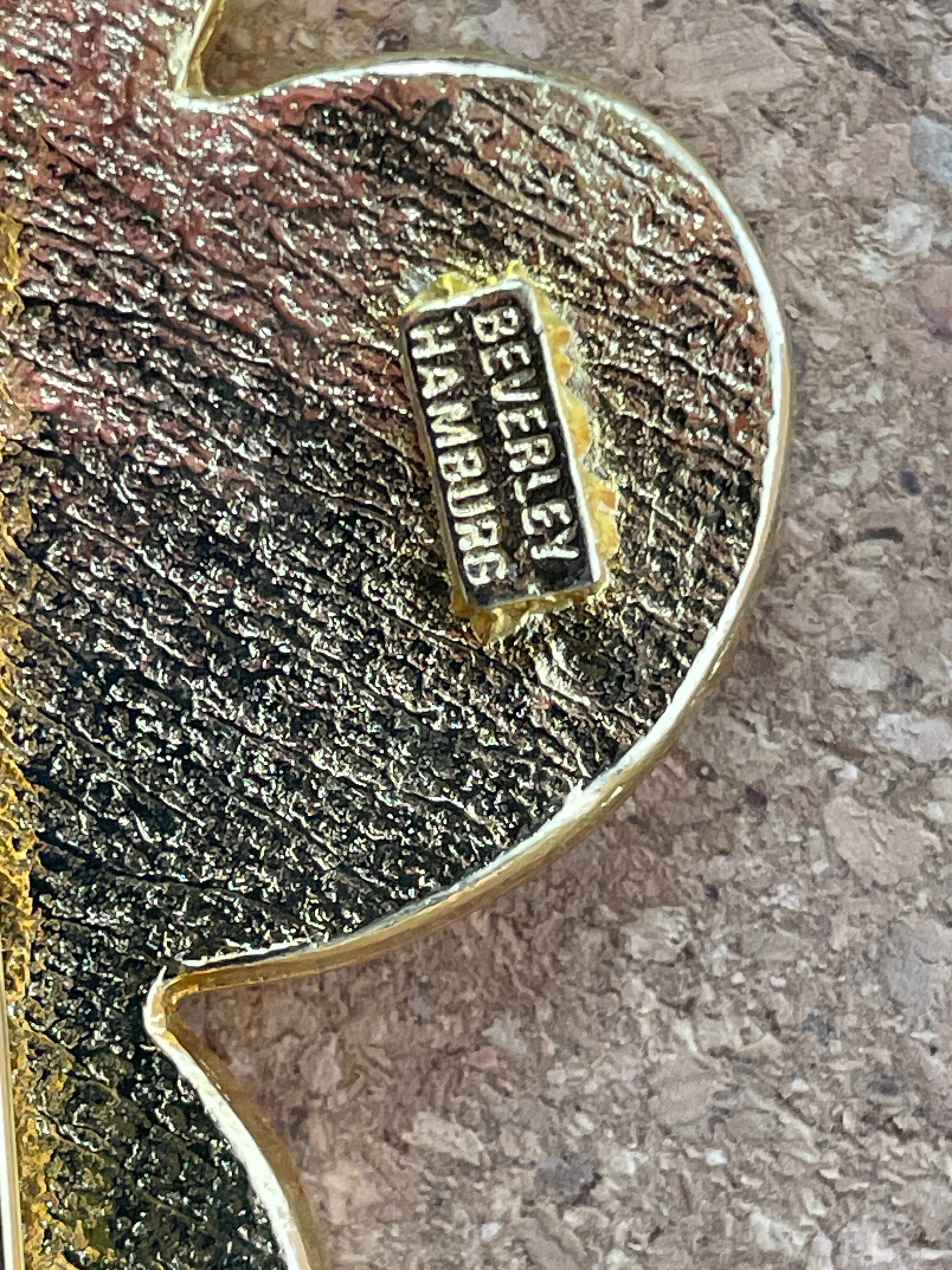 Pair of Vintage Beverly Hamburg Ornate Design Pin Brooch Multicolours