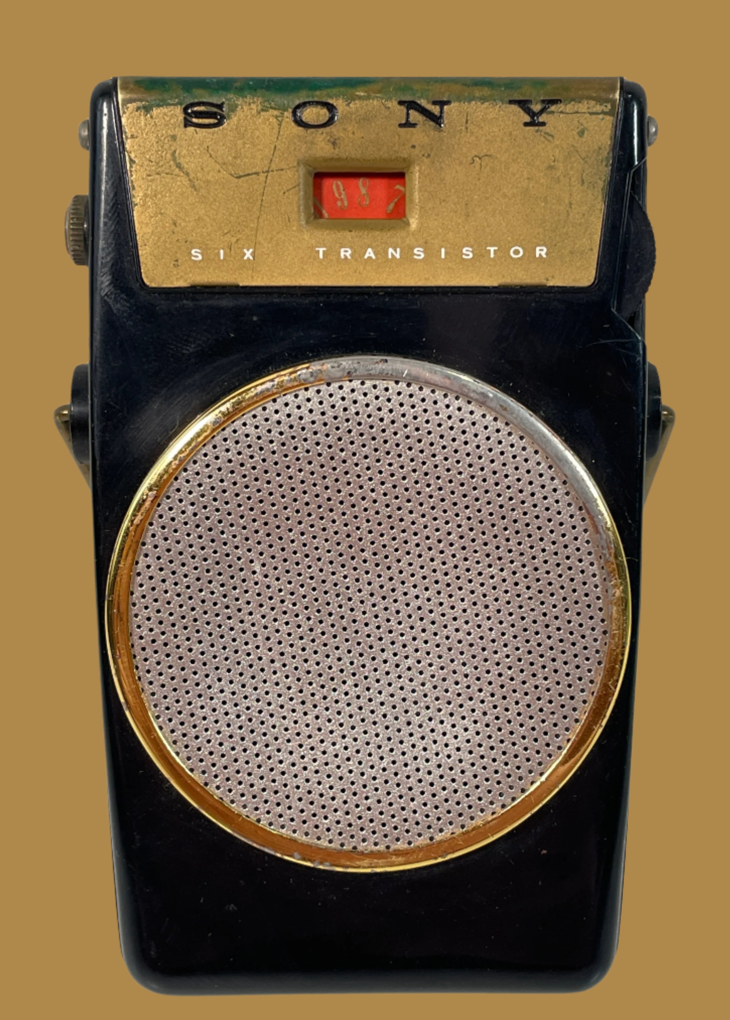 Vintage Sony 6 Transistor AM Radio – Working 1960s Pocket Radio with Gold Grill &amp; Stand – Tested and Functional