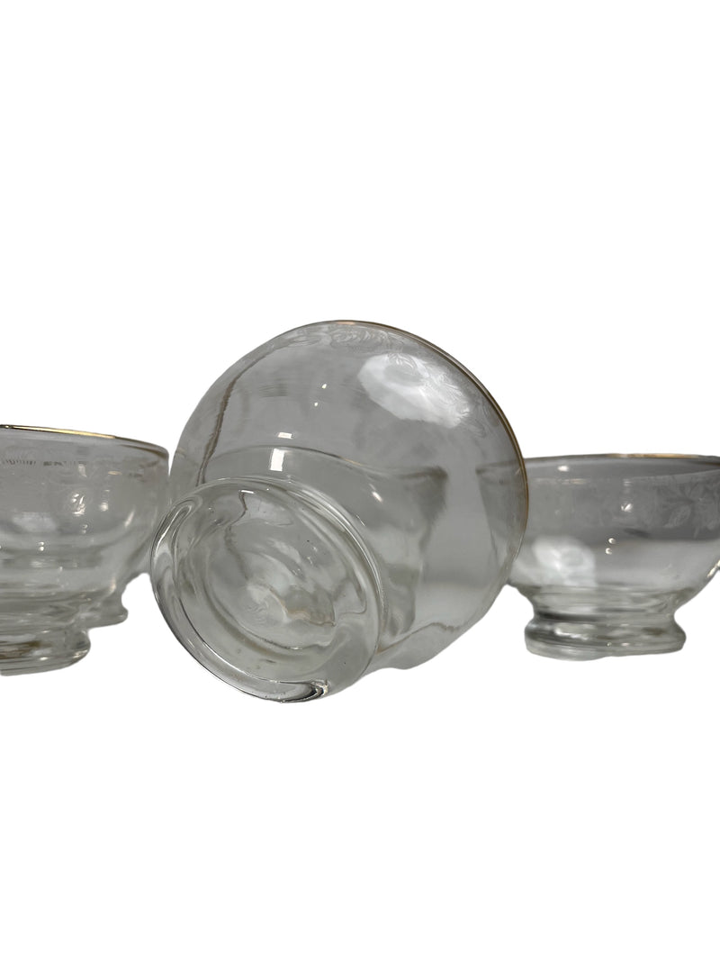 Set of 6 Dominion Glass Fruit Sherbet Cups in the Roses Pattern