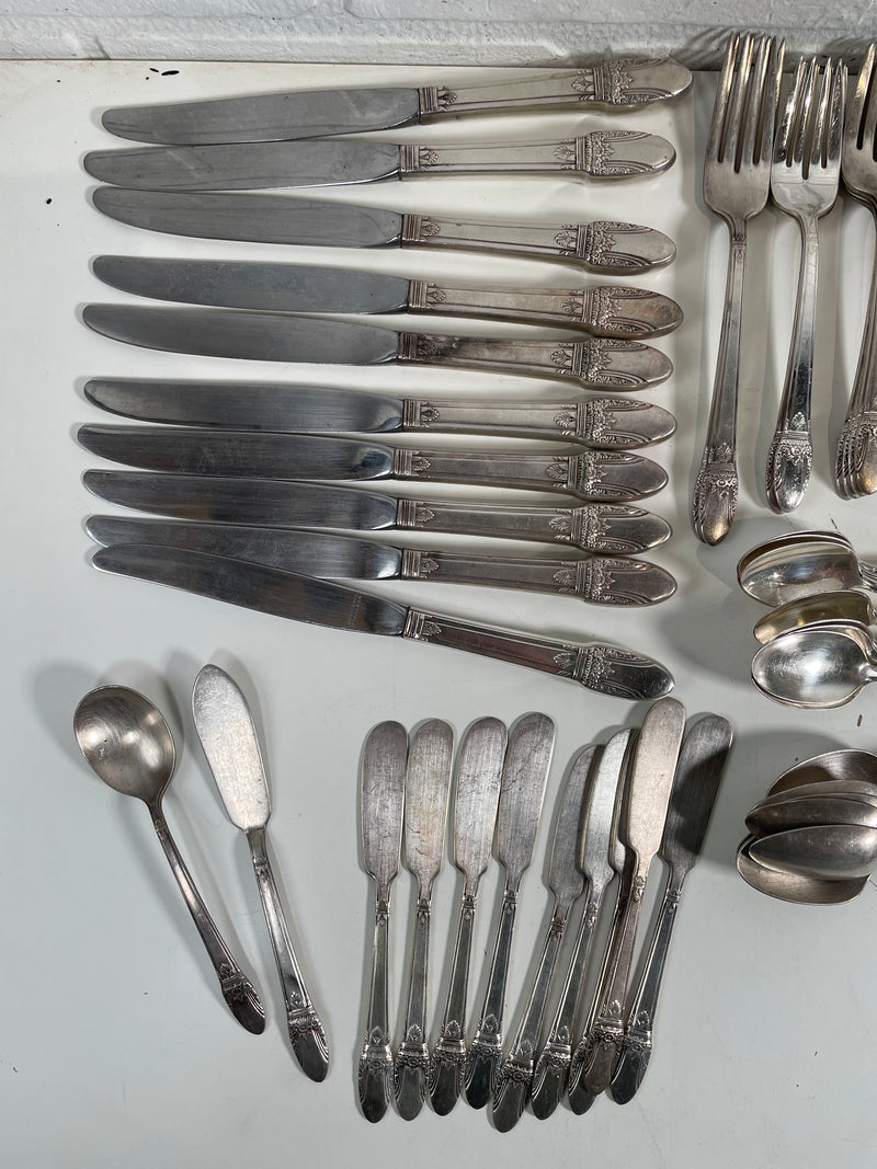 1847 Rogers. 70 Pieces First Love. No Box. Loose Flatware, Silver Plated