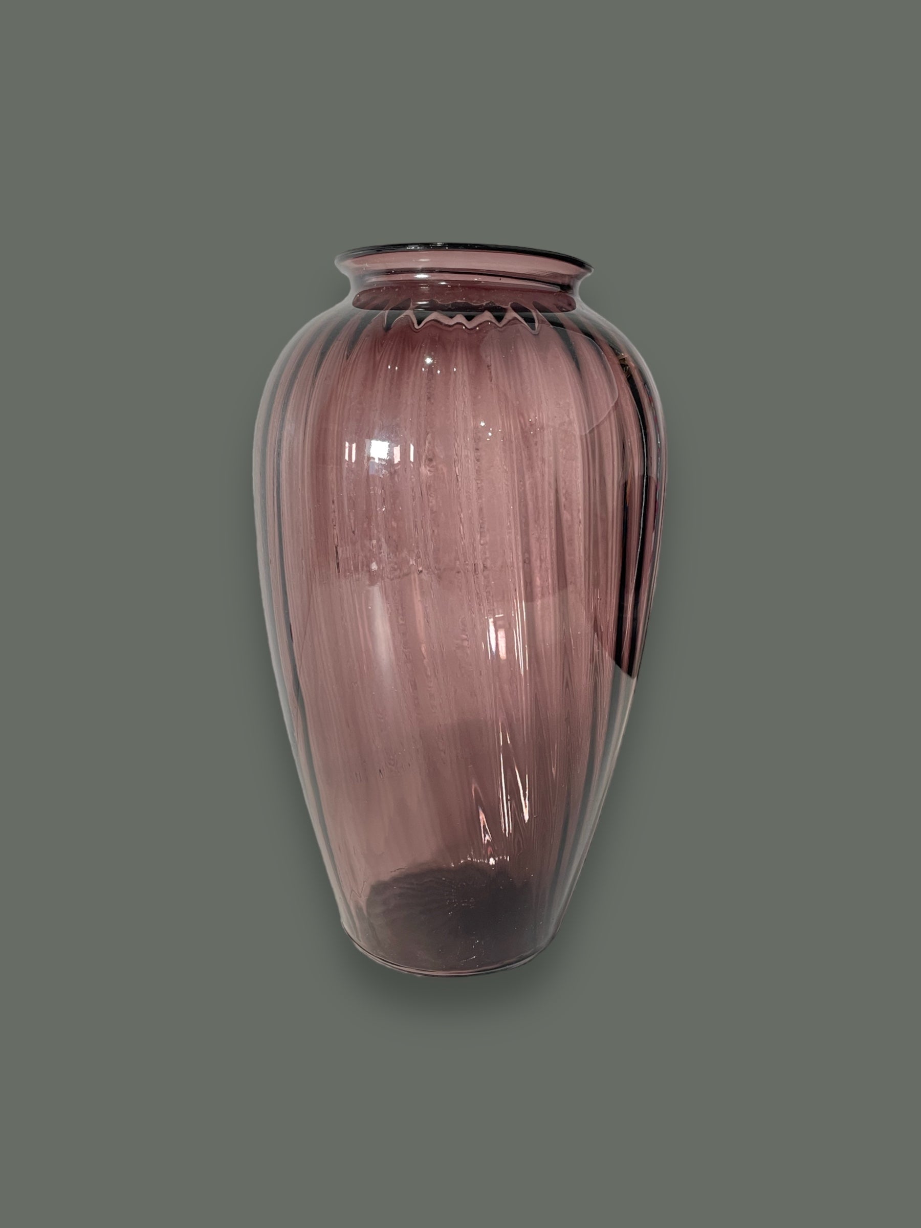 Vintage 12-inch Anchor Hocking Amethyst Purple Glass Floor Vase