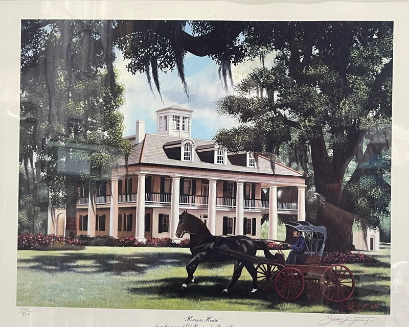 Rare Brad Thompson “HOUMAS HOUSE” Framed Matted Signed Serigraph Art Print lithograph Louisiana