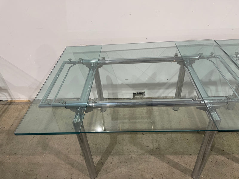 Extending Tubular Glass & Chrome Table