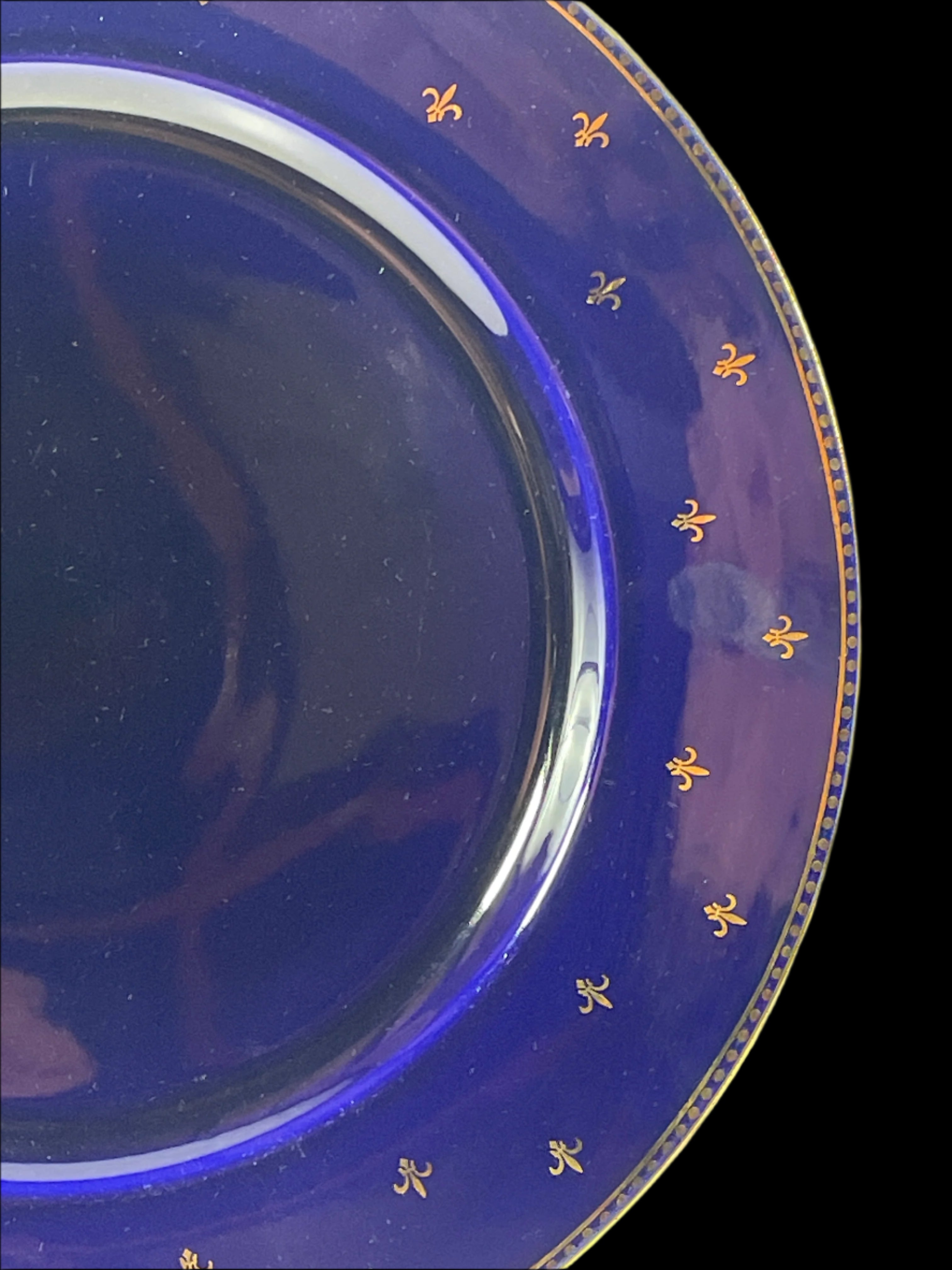 Vintage Rorstrand Cobalt Blue Fleur de Lis Porcelain 13.” Plate