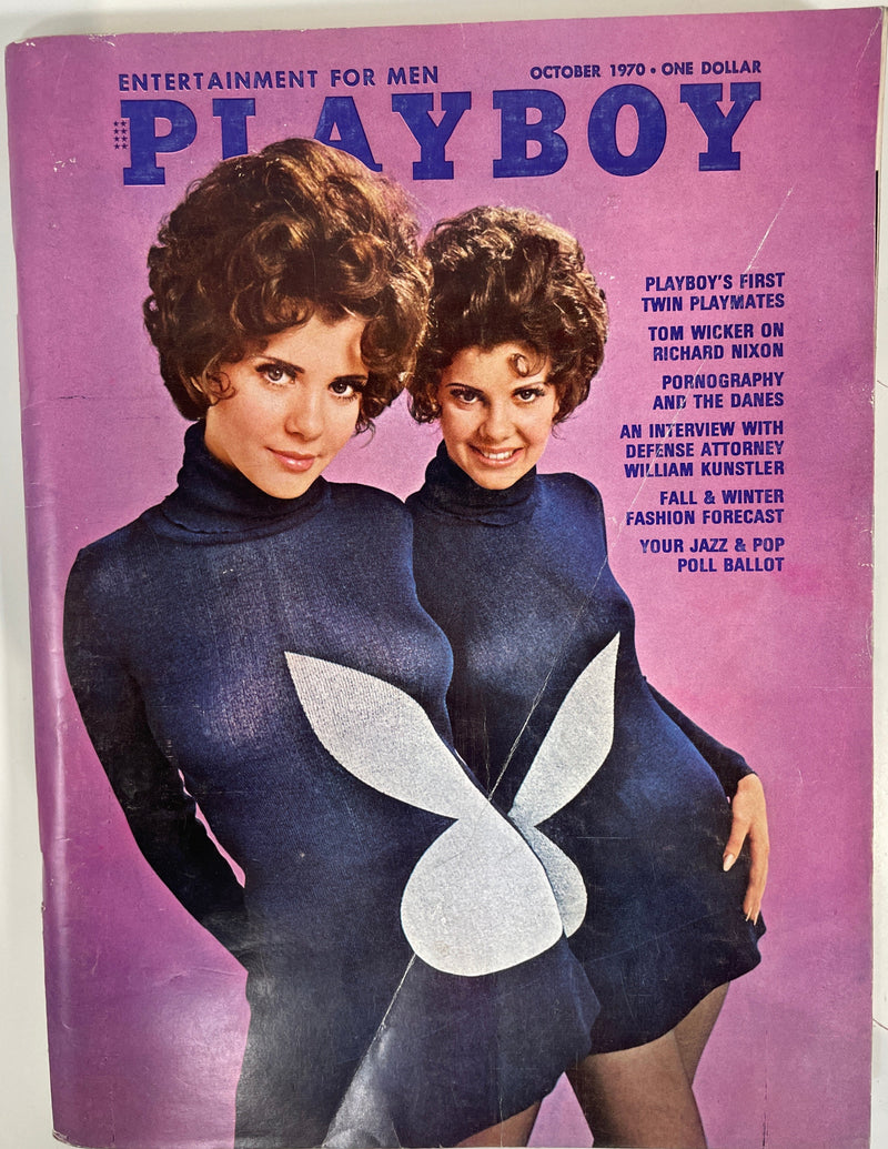 Playboy Magazine,  October 1970, Twins Centerfold Intact Lanie Kazan Pictorial, Vintage