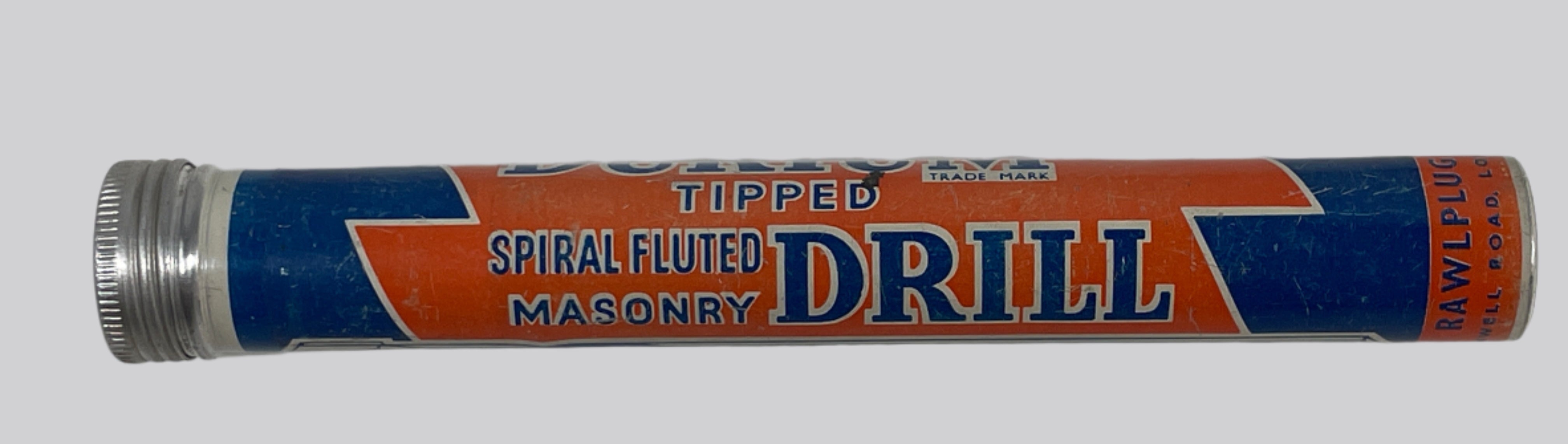 Vintage Rawlplug Drill Bit Tin, Durium , With Manual Inside. Empty TIN Container