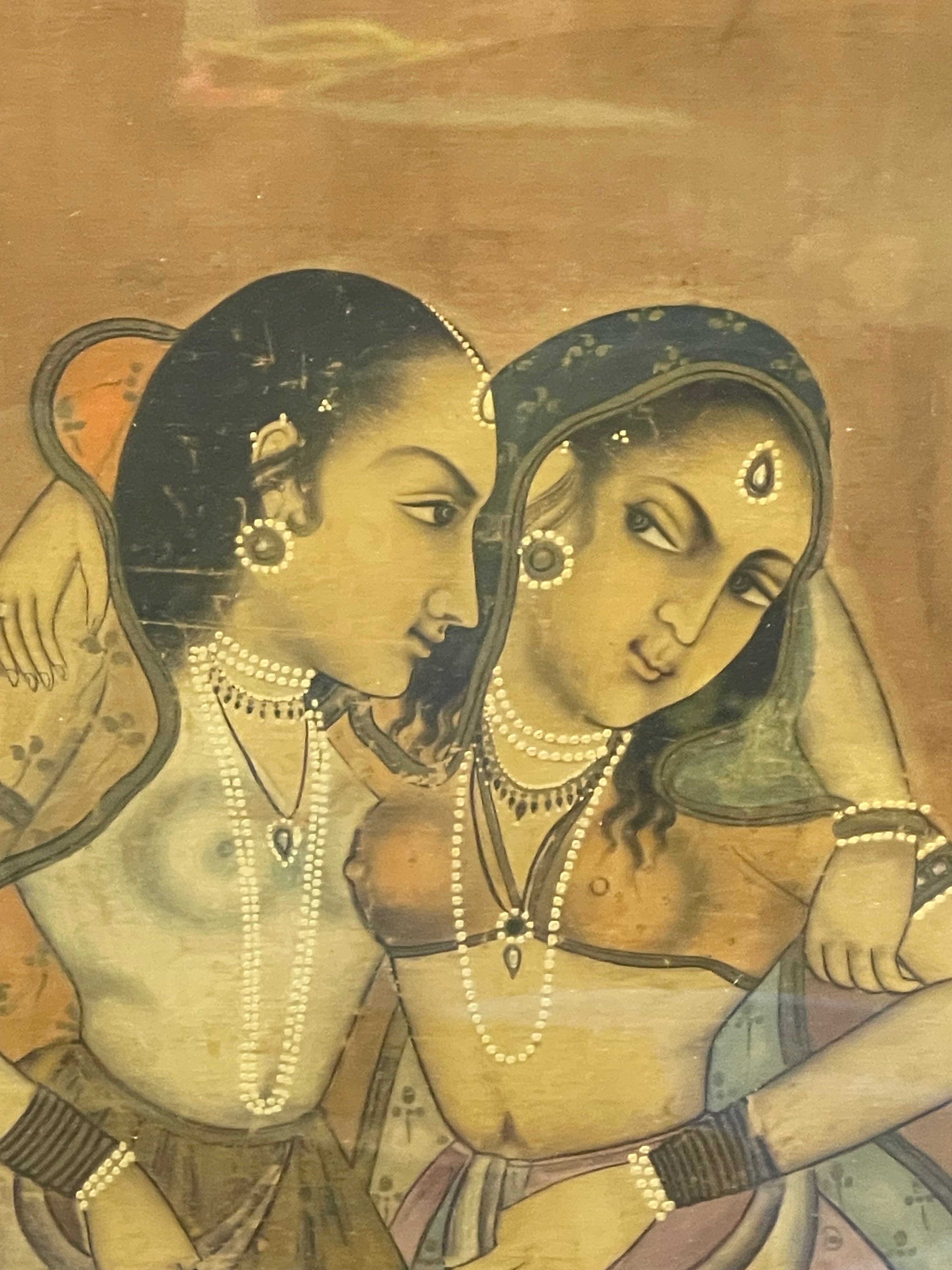 Large Hand-Painted Indian Wall Art – Framed Statement Decor (50”x24”)