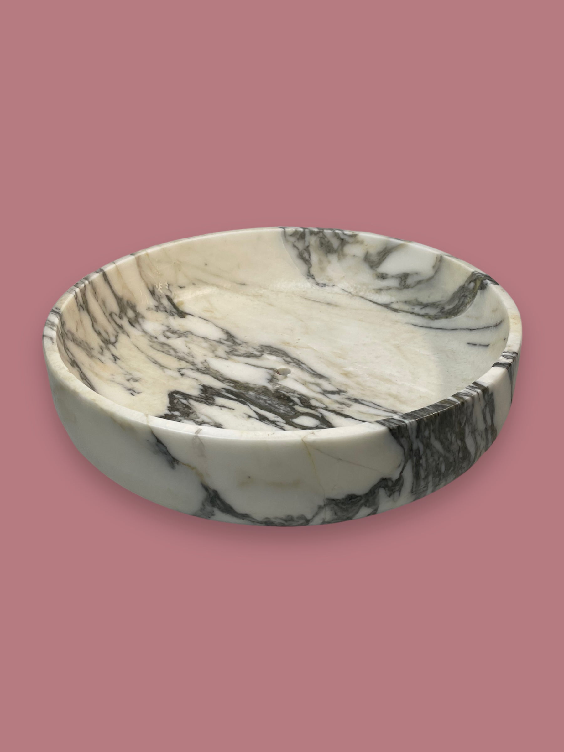 White and Gray Faux Marble Glass Decorative Bowl