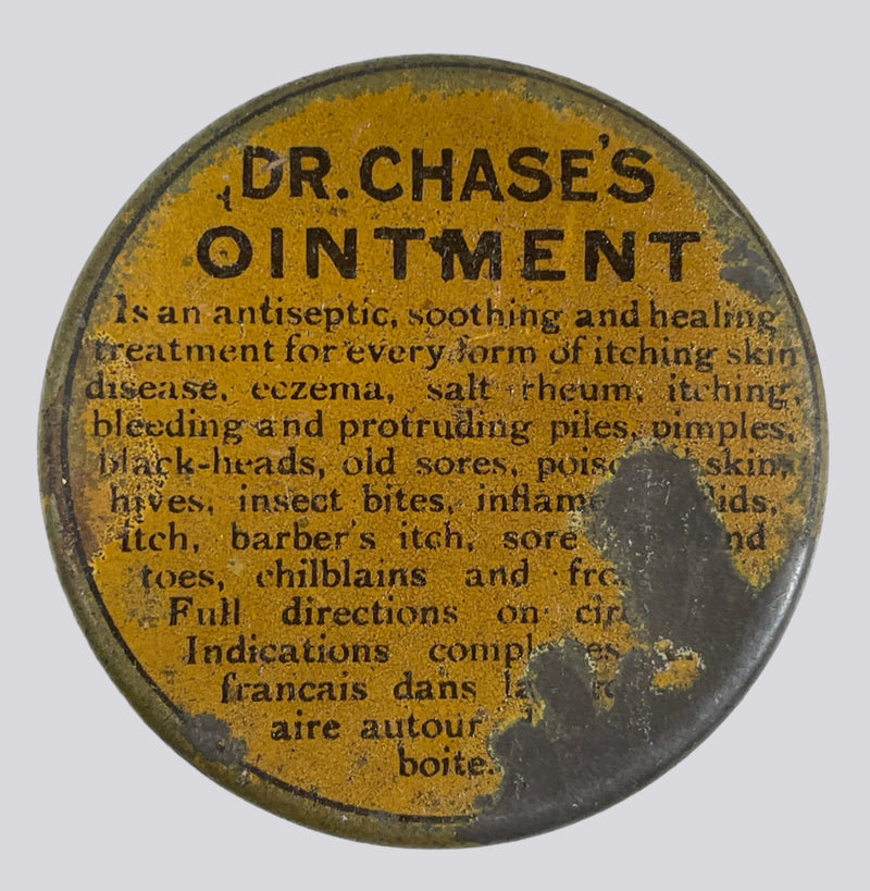 VINTAGE DR. A W CHASE'S OINTMENT TIN CANADIAN TIN EDMANSON BATES CO OAKVILLE