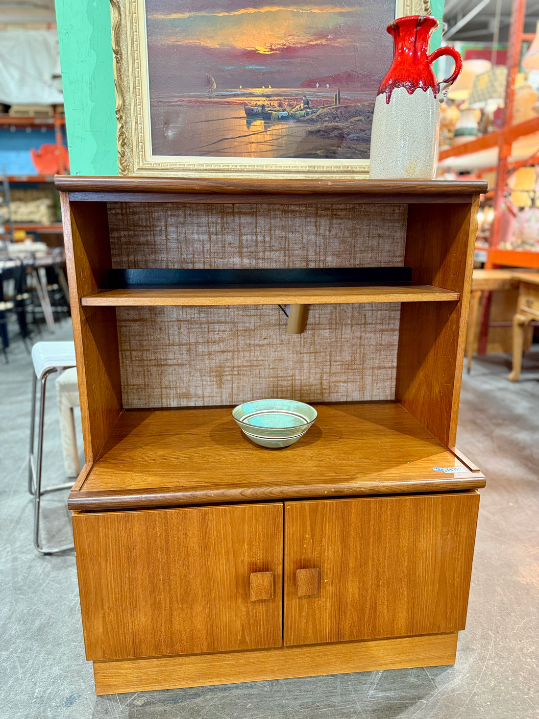 Mid Century Teak Media Cabinet, Scandinavian Style Storage Unit.