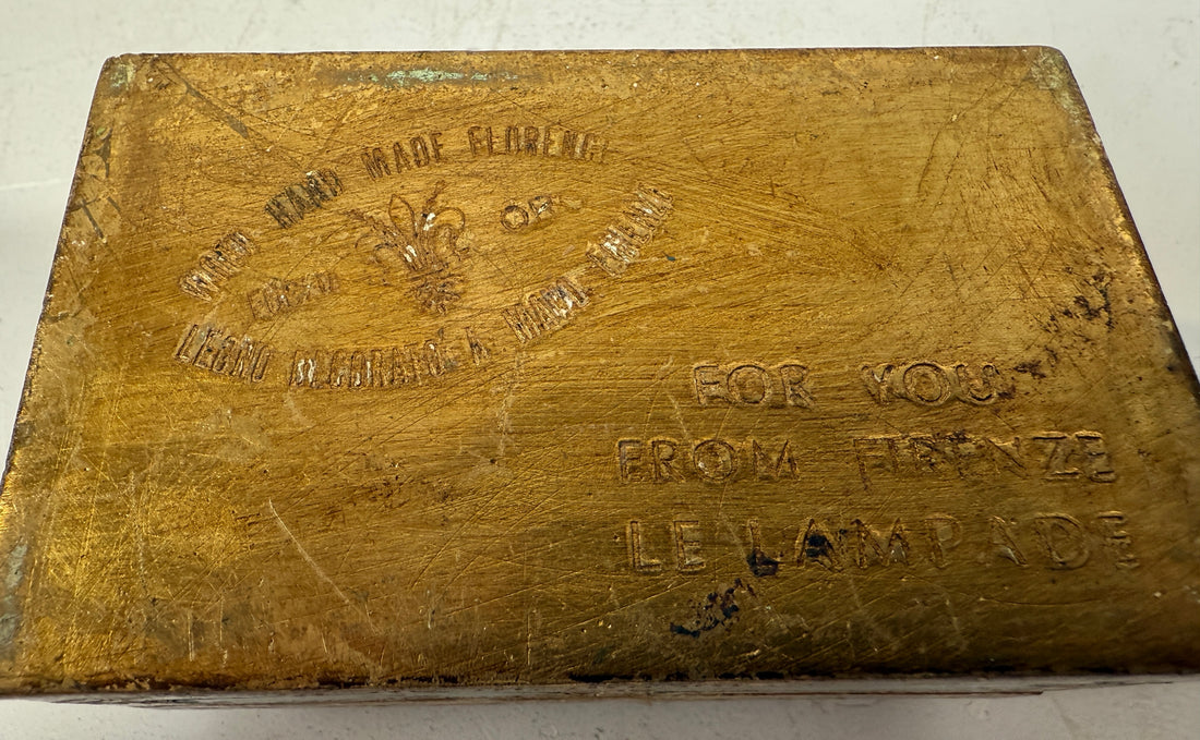 Vintage Florentine Gilt Wood Jewelry Box – “Le Lampade” Firenze – Original Key