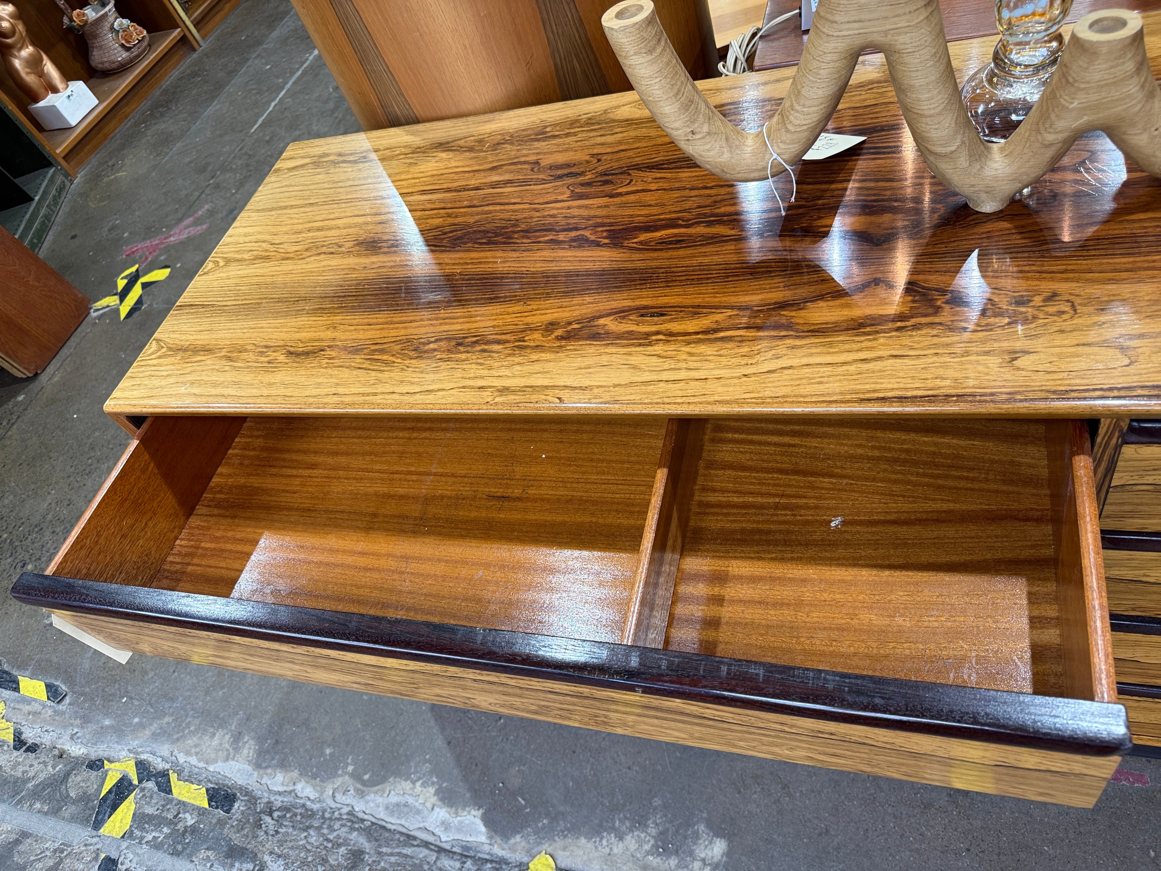 Vintage MCM Rosewood Lowboy Dresser, 8 Drawer, Danish Modern.