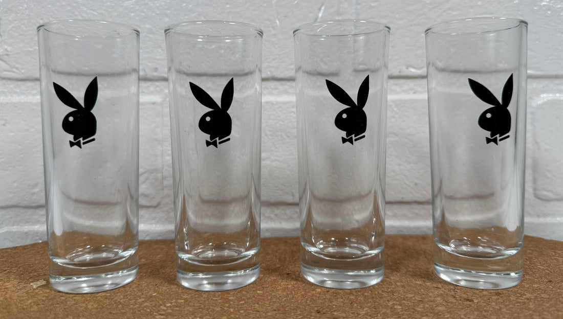 Verres à liqueur Playboy vintage – Lot de 4 pièces de collection