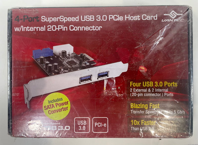 Vantec 4-Port SuperSpeed USB 3.0 PCIe Host Card w/ Internal 20-Pin Connector