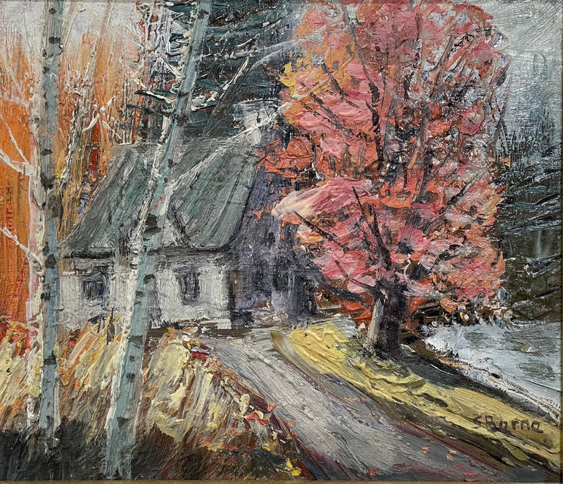 Belle peinture à l'huile sur carton par un artiste canadien, magnifiquement encadrée, signée S. Berne 8"x10"