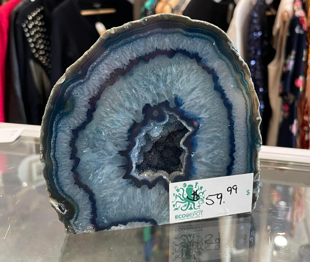 Beautiful blue polished geode Crystal