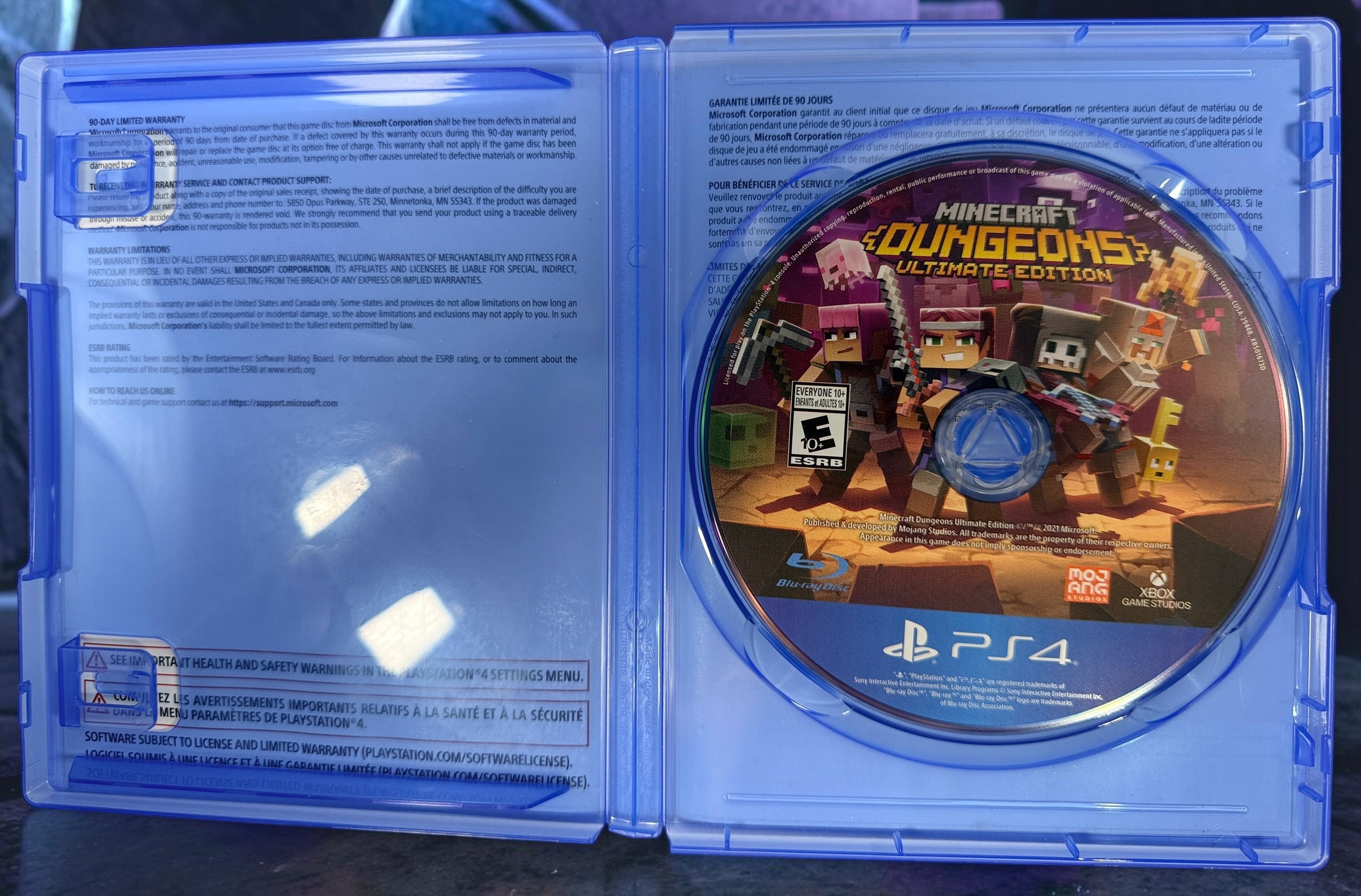 Minecraft Dungeons Ultimate Edition for PS4 with the base game and all six DLC expansions. Bilingual Canadian release with original case.